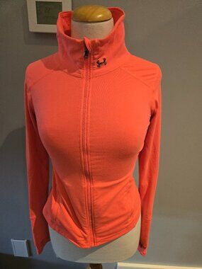 Under Armour Allseasongear Fitted Zip-Up Jacket | Size Small | Neon Coral